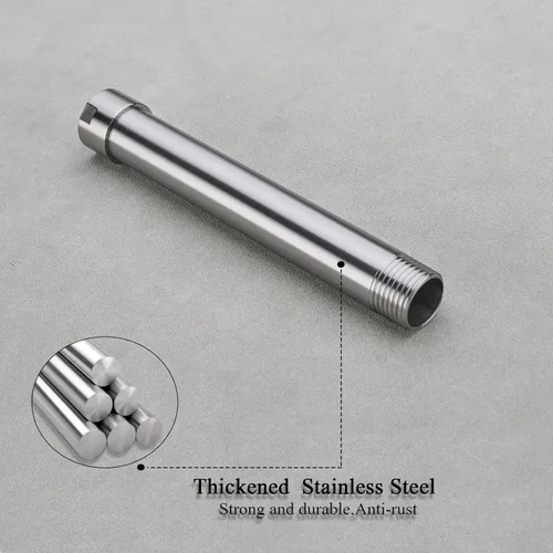 Miniatura 5 de Extensión de brazo de ducha de níquel cepillado, brazo extensor de 1/2 pulgada para cabezal de ducha de lluvia de 4 pulgadas