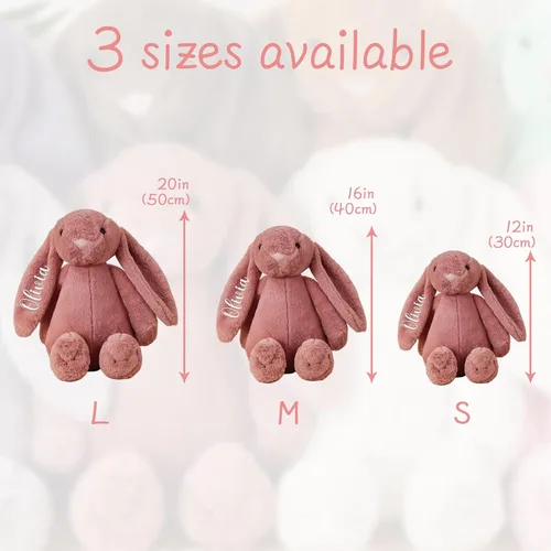 Miniatura 4 de Dyoart Conejo de Pascua Personalizado, Conejo Bordado con Nombre Personalizado, Conejo Esponjoso con Orejas Largas, Juguetes de Conejo de Peluche