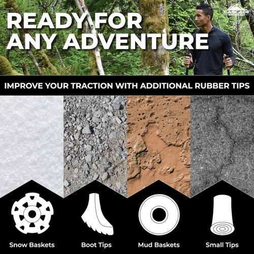 Miniatura 5 de Cascade Mountain Tech - Bastones de senderismo de fibra de carbono, bastones para caminar o hacer senderismo con seguros ajustables rápidos Azul