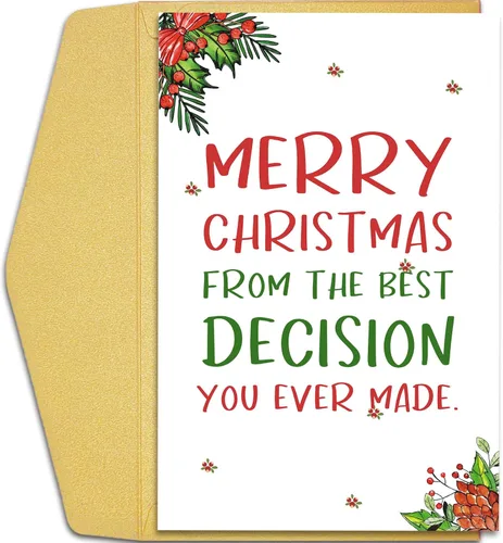 Qiliji Tarjeta de Navidad romántica para él y ella, divertida tarjeta de Navidad para marido, esposa, novio y novia, regalo de tarjeta de Navidad,