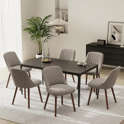 Miniatura 11 de MALOL Juego de 2 sillas tapizadas para comedor, sillas modernas de tela para cocina con respaldo, patas de madera para cocina, comedor, restaurante