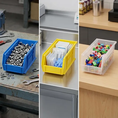 Miniatura 3 de Quantum Storage QUS230 - Contenedores apilables de plástico resistentes para taller, almacén y garaje, ultra apilables y colgantes, 10-7/8 pulgadas
