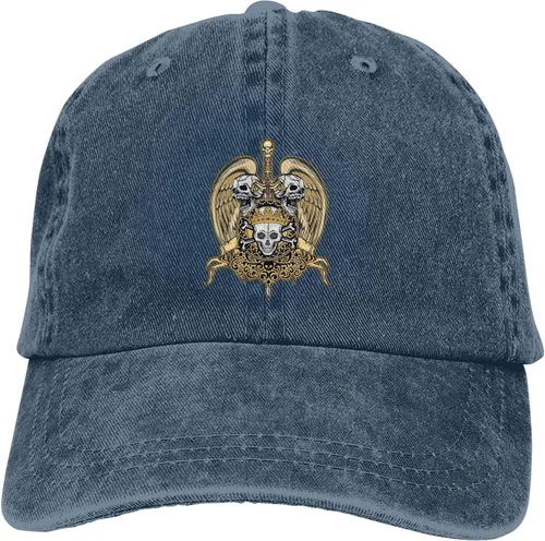 Miniatura 9 de Cowboy Hat Trendy Hats for Man and Women Djustable Four Season Outdoor Baseball Cap of Hell Skull with Angel Navy Blue