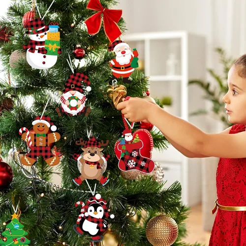 Miniatura 5 de Funrous 24 piezas de kits de manualidades navideñas para niños, adornos colgantes de bricolaje para árboles de Navidad, crea tus propias