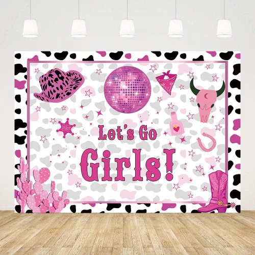 Miniatura 3 de AIBIIN Telón de fondo Let's Go Girls de 8 x 6 pies, decoración de fiesta de despedida de soltera, discoteca espacial, graduación, fiesta