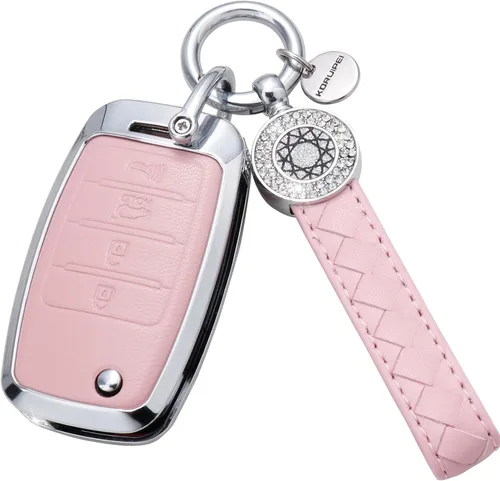 Miniatura 26 de Funda para Llave Honda con Llavero, Carcasa Protectora de Cuero Genuino Rosa con Cristales Compatible con Honda Accord Civic CRV Pilot Odyssey 2022