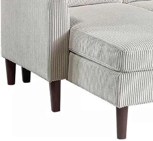Miniatura 5 de Benzara Nyla All-in-One Sectional Sofa Set with Double Chaise, Beige Corduroy