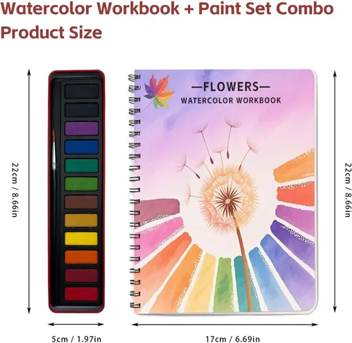 Miniatura 7 de Libros de trabajo de acuarela, kit de pintura de acuarela para principiantes, perfecto para regalar para despertar creatividad y alegría para Ramo
