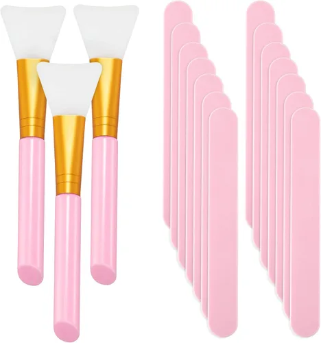 Miniatura 8 de Los juegos de 15 palitos reutilizables incluyen 12 varillas de maquillaje de resina y 3 pinceles epoxi de silicona para mezclar resina, epoxi Negro