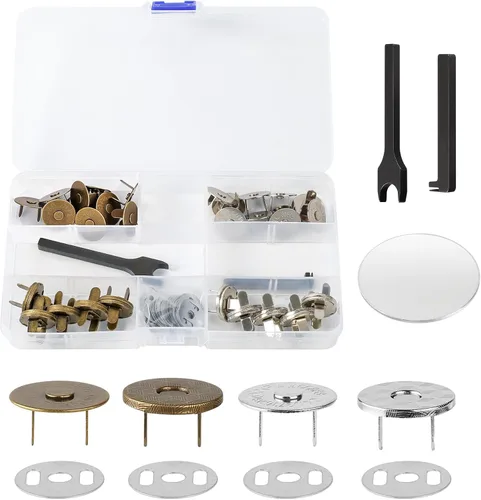 Miniatura 10 de 30 juegos de broches magnéticos con accesorios de costura (dedal de hilo de aguja) – Monederos magnéticos cierres de botones para coser