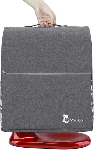 Miniatura 2 de Yarwo Funda para batidora de pie compatible con mezclador KitchenAid de 6 a 8 cuartos de galón, cubierta protectora contra el polvo con mango Gris