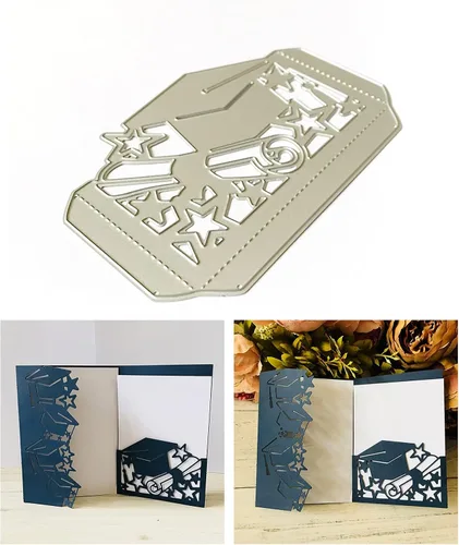 Miniatura 3 de Troqueles de metal para sombrero de graduación, troqueles de corte para hacer tarjetas, troqueles en relieve para álbumes de recortes, decoración
