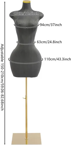 Miniatura 3 de Vestido de maniquí femenino con forma de torso, forma de vestido femenino con altura ajustable, cuerpo de maniquí para exhibición de joyas de vestir