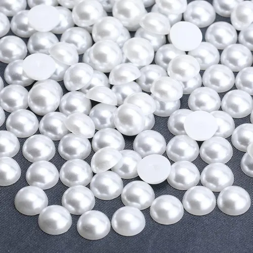 Miniatura 18 de 1500 PIEZAS 4mm Perlas Blancas de Media Parte Plana para Manualidades Joyería Álbum de Recortes Decoración de Uñas, Perlas de Parte Plana para Blanco