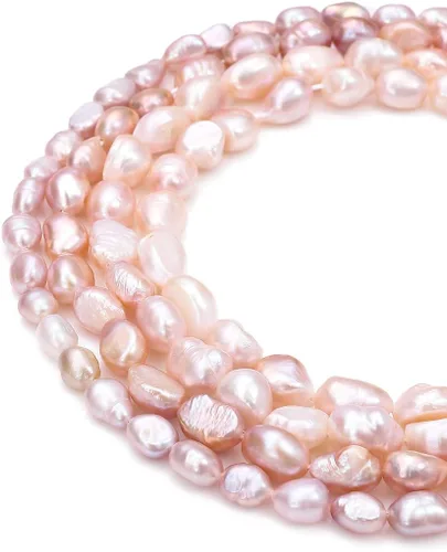 Miniatura 2 de Beadia - Cuentas de perlas naturales púrpuras cultivadas en agua dulce de 6-7 mm, piedras preciosas sueltas para hacer joyería DIY, 13.8"/hebra