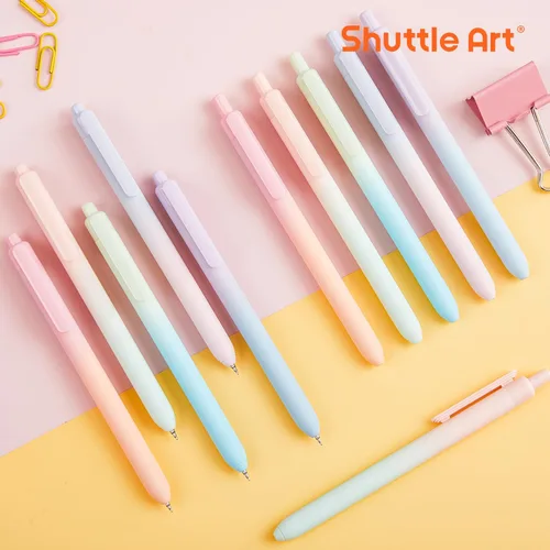 Miniatura 7 de Shuttle Art Bolígrafos retráctiles de gel pastel con cambio de color, paquete de 15 bolígrafos de tinta negra, lindos bolígrafos de 0.5mm de punta