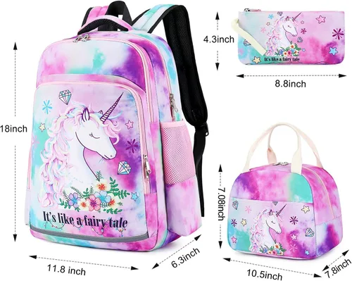 Miniatura 7 de BTOOP Mochila escolar para niñas y niños, con bolsa de almuerzo aislada y bolsa para lápices