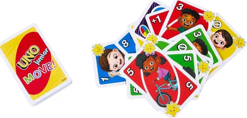 Miniatura 5 de Mattel Games UNO Junior Move - Juego de cartas para niños con reglas de acción para noche familiar, noche de juegos, viajes, campamento y fiesta