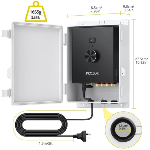 Miniatura 7 de PROZOR Amplificador de potencia Bluetooth 5.1 para altavoces al aire libre, amplificador Bluetooth de 4 canales para altavoces, amplificador