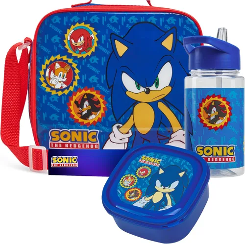 Miniatura 2 de Get Trend Sonic the Hedgehog - Lonchera para niños (3 piezas) Bolsa de almuerzo aislada para niños con botella de agua sin BPA y caja