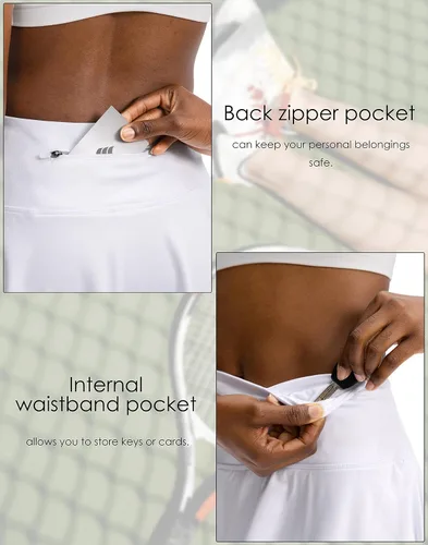 Miniatura 4 de Falda de tenis plisada para mujer con pantalones cortos, 4 bolsillos, cintura alta, para entrenamiento, correr, atletismo, golf, faldas para mujer