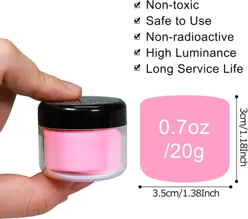 Miniatura 3 de Pigmento en polvo que brilla en la oscuridad con linterna, juego de tinte en polvo luminoso de 4.23 oz, 0.7 onzas cada uno, colores neutros y 6