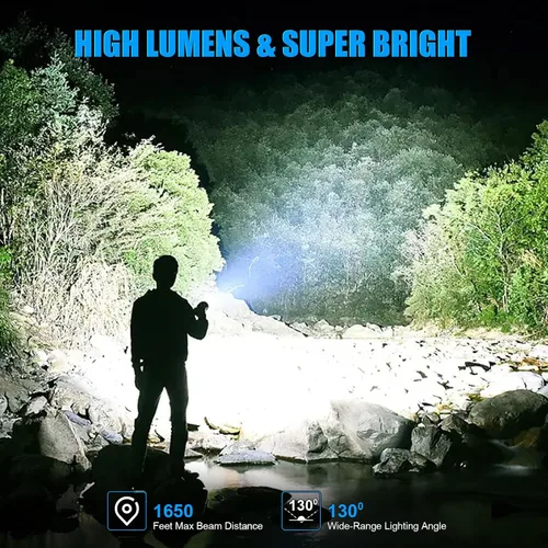 Miniatura 2 de Banral Linterna magnética recargable, linternas de bolsillo LED superbrillantes de alto lúmenes con luz lateral COB, tipo C, zoomable, 7 modos, IPX7
