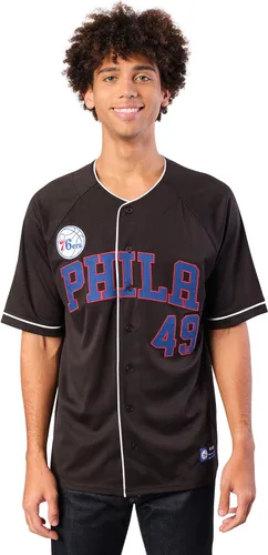Miniatura 22 de Ultra Game Camiseta de béisbol oficial de la NBA con botones y botones para hombre Negro 23