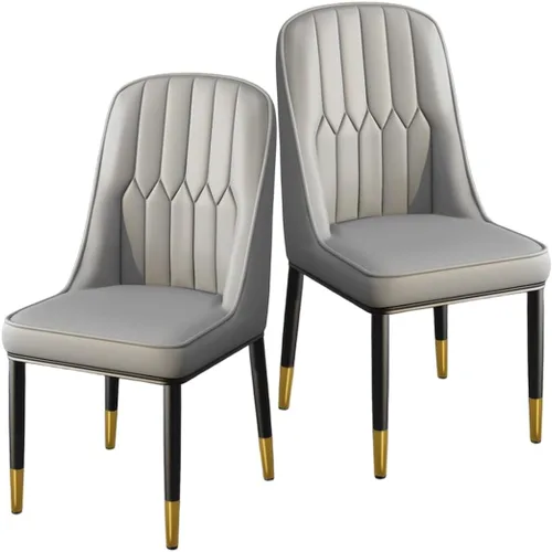 Miniatura 35 de YVYKFZD Juego de 2/4 sillas de comedor, sillas de cocina con respaldo y patas de metal, silla de comedor de piel sintética, silla auxiliar cómoda