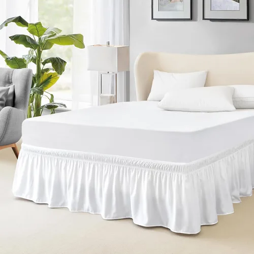 FreshCulture Falda de cama King, con volantes antipolvo para cama de tamaño King, fácil ajuste con caída a medida de 15 pulgadas, falda de cama