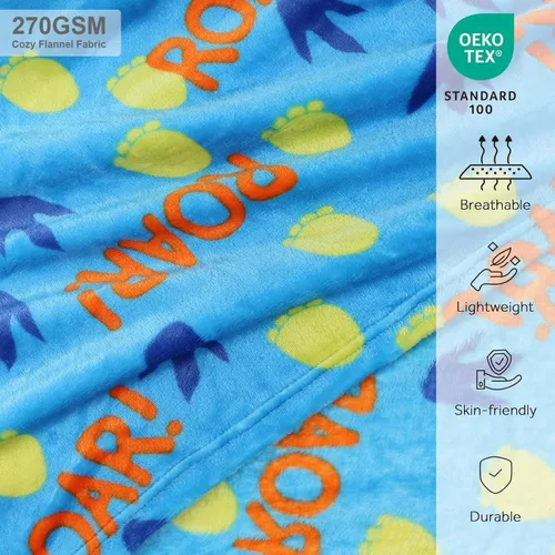 Miniatura 4 de Juego de almohada y cobija de viaje 3 en 1 para niños - 102x152cm, almohada de felpa con calentador de manos, cobija con diseño de dinosaurio