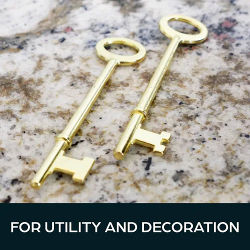 Miniatura 6 de Llaves de esqueleto, 2 unidades, zinc chapado en latón, llaves de esqueleto para cerraduras antiguas, joyas y decoración, llaves de esqueleto