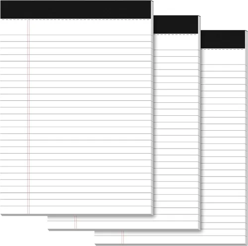 Blocs de notas legales de 8.5 x 11, blocs de escritura de 8.5 x 11 con renglones anchos, 3 paquetes de blocs de notas micro perforados de 8.5' x