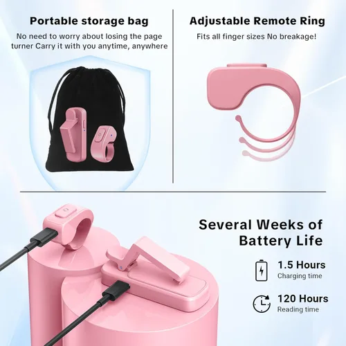 Miniatura 6 de Anillo de volteo de página remoto para Kindle Paperwhite Oasis Scribe Kobo, diseñado para estuches gruesos, clicker de volteo de página, control