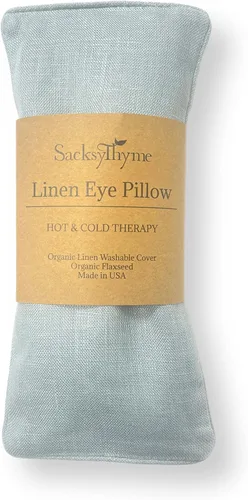 Almohadilla para ojos de lino orgánico Sacksy Thyme - Lavanda y semillas de lino para relajación, yoga, alivio del estrés - Almohadilla térmica y