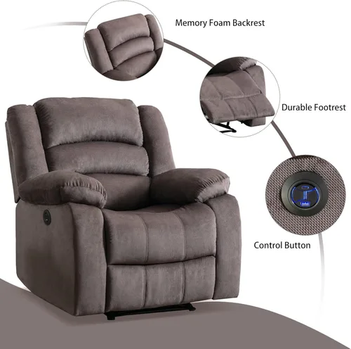 Miniatura 5 de EBELLO Silla reclinable eléctrica clásica, silla reclinable eléctrica acolchada extragrande con cojín suave y respaldo, sofá con sillón cómodo