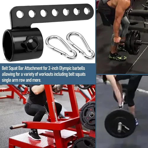 Miniatura 6 de Barra de sentadillas con cinturón para barra olímpica de 2 pulgadas, color negro, soporta 500 libras, accesorios para entrenamiento de gimnasio