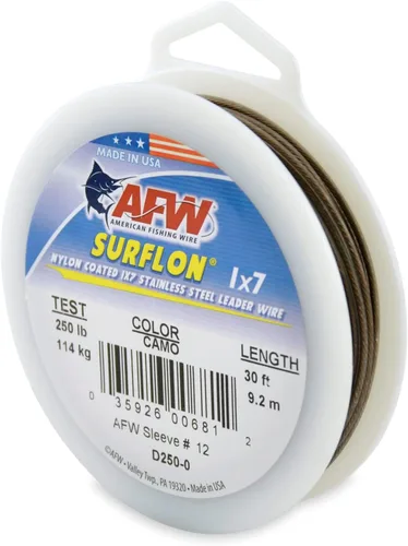 Miniatura 84 de Alambre de pesca americano Surflon recubierto de nailon 1x7 de acero inoxidable, línea líder de pesca para agua salada, prueba de 10 libras - prueba