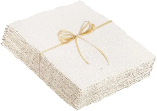 Miniatura 11 de 50 hojas de papel para acuarela 3.5 x 2, 300 g/m² Papel de borde deshilachado Papel hecho a mano rugoso/texturizado para acuarelas, invitaciones
