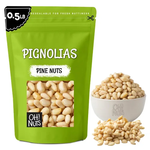 Oh! Nuts Pinos nueces (Pignolias) | Bolsa de 0.5 libras (8 onzas) de piñones frescos a granel para hornear, aperitivos, ensaladas y pesto | Nueces