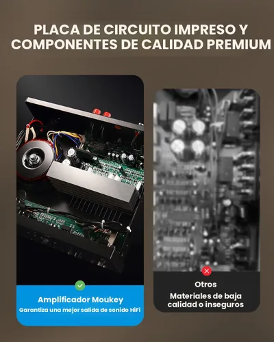 Miniatura 4 de Moukey - Receptores estéreo con Bluetooth 5.0, sistema de amplificador de audio de potencia estéreo de 2.0 canales con USB, SD, AUX, RCA, entrada