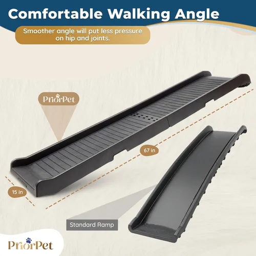 Miniatura 7 de Rampa para perros para automóvil, rampas antideslizantes para perros grandes, rampa estable para perros de 190 libras de capacidad, rampa plegable