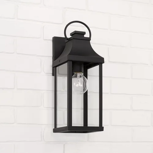 Miniatura 5 de Capital Lighting 946411BK Bradford - Farol de pared para exteriores de cristal transparente, 1 luz de 100 vatios, 17 pulgadas de alto x 6 pulgadas