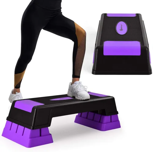 Goplus Stepper aeróbico de 30 pulgadas con elevadores, niveles de altura ajustable de 5, 7 y 9 pulgadas, para entrenamiento, fitness, ejercicio,