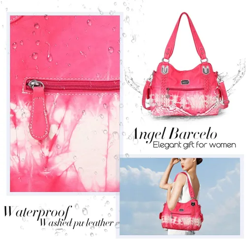 Miniatura 65 de Angel Barcelo - Bolsa de hombro amplia para mujer, diseño Hobo, cuero lavado