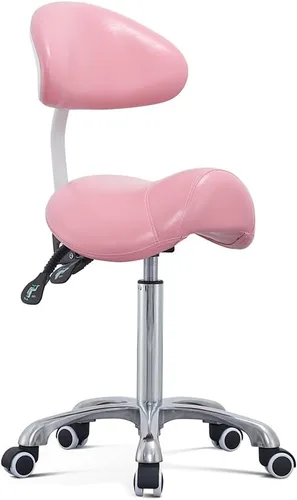 Miniatura 12 de Antlu Silla de Sillín con Respaldo Ergonómica Giratoria Asiento de Esteticista para Salón, Tienda de Tatuajes, Spa, Clínica Dental