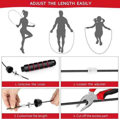 Miniatura 3 de Cuerda de saltar para fitness, cuerda de saltar de velocidad ajustable con rodamientos de bolas, cuerda de saltar sin enredos para mujeres, hombres