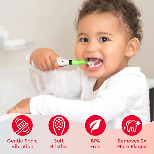 Miniatura 4 de Brusheez Cepillo de dientes sónico para niños pequeños - Cepillo de dientes seguro y suave para edades 1-3 con temporizador de 2 minutos Spotty