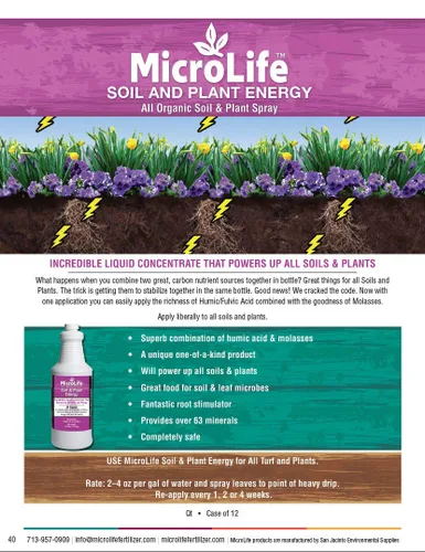Miniatura 4 de MicroLife Soil & Plant Energy Concentrado orgánico líquido de ácido húmico/fúlvico y melaza en aerosol foliar o estimulador de raíces, 1 cuarto