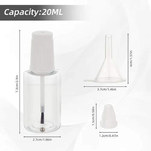 Miniatura 3 de NICENEEDED Botellas vacías de esmalte de uñas, contenedor de esmalte de uñas de plástico recargable, botellas de esmalte de uñas transparentes